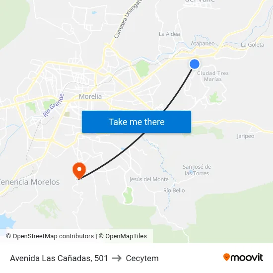 Avenida Las Cañadas, 501 to Cecytem map