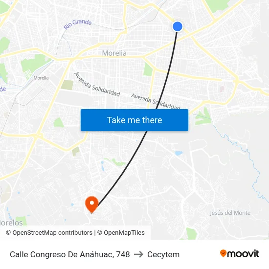 Calle Congreso De Anáhuac, 748 to Cecytem map