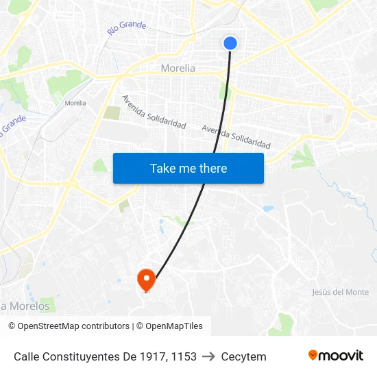Calle Constituyentes De 1917, 1153 to Cecytem map