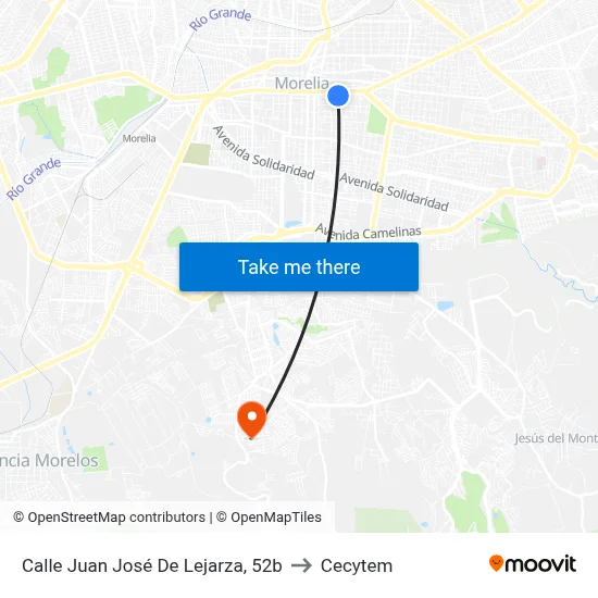 Calle Juan José De Lejarza, 52b to Cecytem map