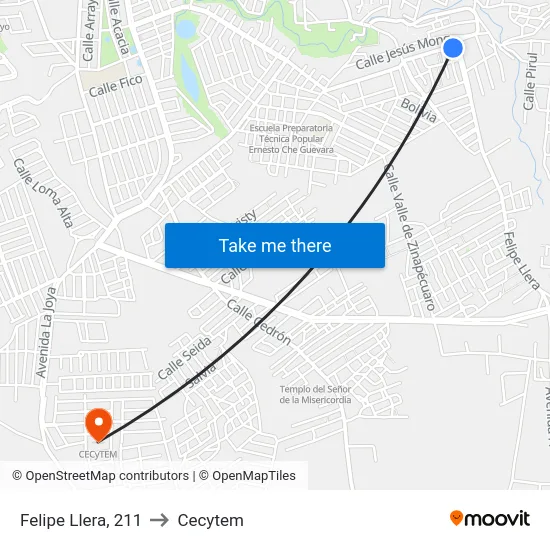 Felipe Llera, 211 to Cecytem map