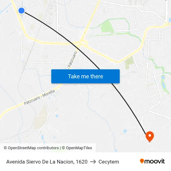 Avenida Siervo De La Nacion, 1620 to Cecytem map