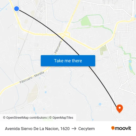 Avenida Siervo De La Nacion, 1620 to Cecytem map