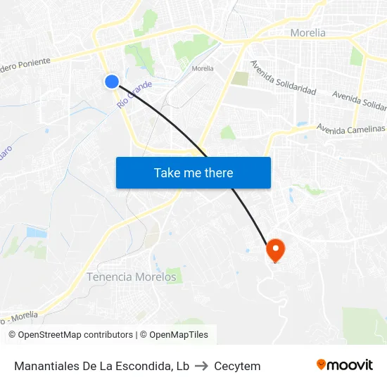 Manantiales De La Escondida, Lb to Cecytem map