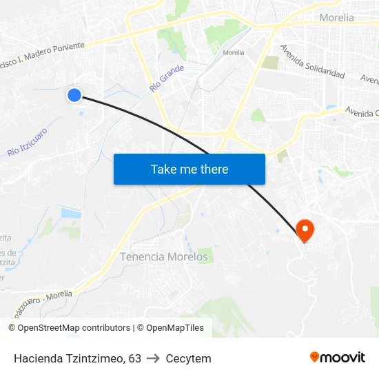 Hacienda Tzintzimeo, 63 to Cecytem map