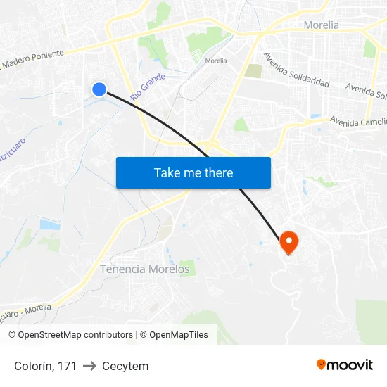 Colorín, 171 to Cecytem map