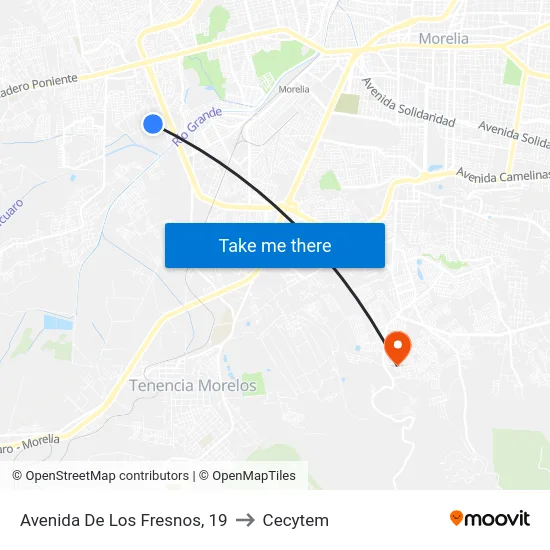 Avenida De Los Fresnos, 19 to Cecytem map