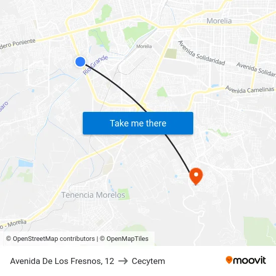 Avenida De Los Fresnos, 12 to Cecytem map