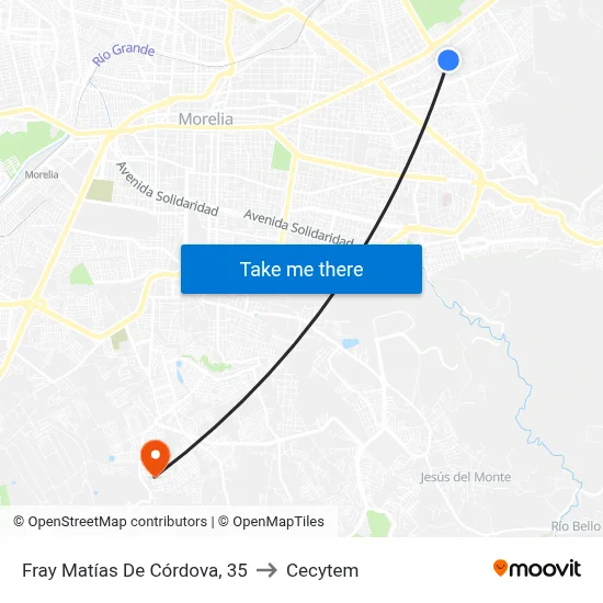 Fray Matías De Córdova, 35 to Cecytem map