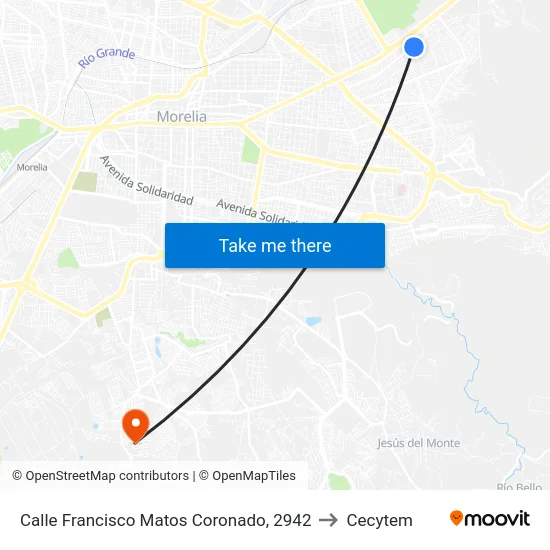 Calle Francisco Matos Coronado, 2942 to Cecytem map