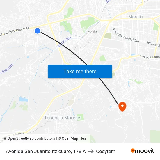 Avenida San Juanito Itzícuaro, 178 A to Cecytem map