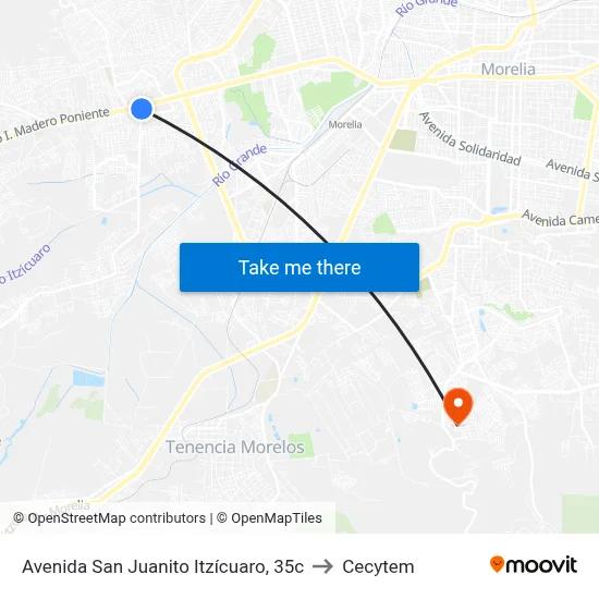 Avenida San Juanito Itzícuaro, 35c to Cecytem map
