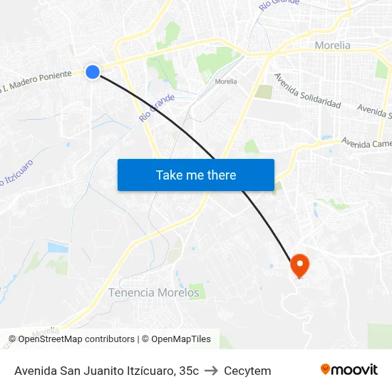 Avenida San Juanito Itzícuaro, 35c to Cecytem map