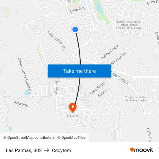 Las Palmas, 302 to Cecytem map