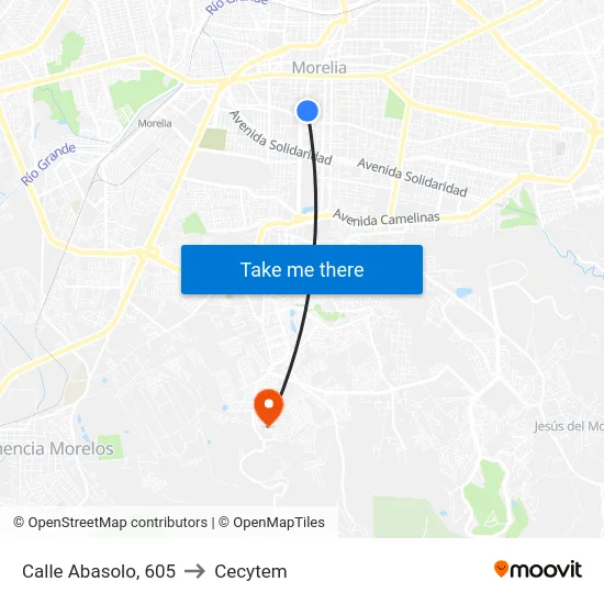 Calle Abasolo, 605 to Cecytem map