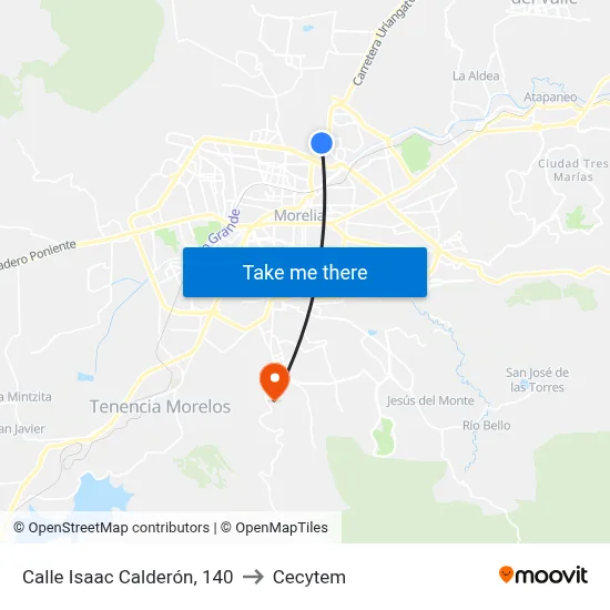 Calle Isaac Calderón, 140 to Cecytem map