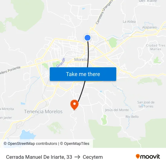 Cerrada Manuel De Iriarte, 33 to Cecytem map