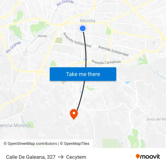 Calle De Galeana, 327 to Cecytem map