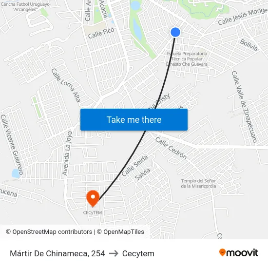 Mártir De Chinameca, 254 to Cecytem map