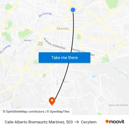 Calle Alberto Bremauntz Martínez, 503 to Cecytem map