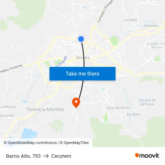 Barrio Alto, 793 to Cecytem map