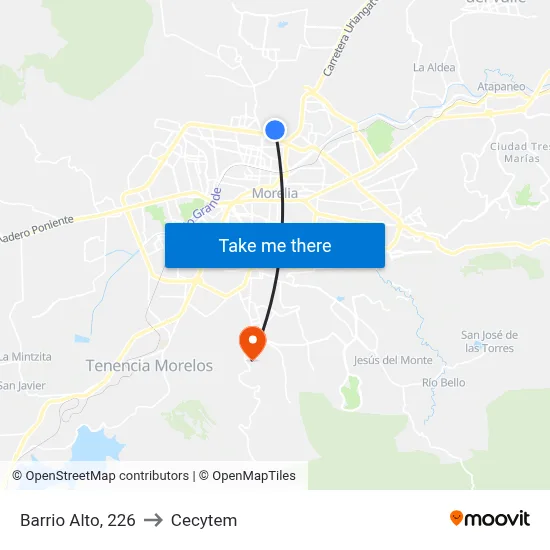 Barrio Alto, 226 to Cecytem map