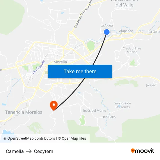 Camelia to Cecytem map