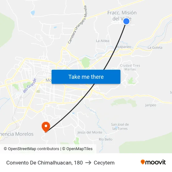 Convento De Chimalhuacan, 180 to Cecytem map