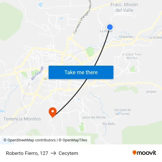 Roberto Fierro, 127 to Cecytem map