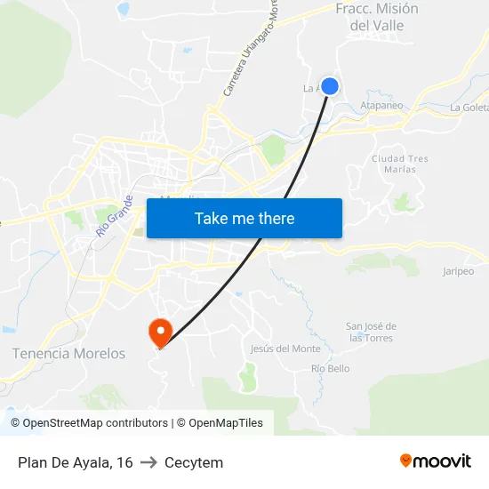 Plan De Ayala, 16 to Cecytem map