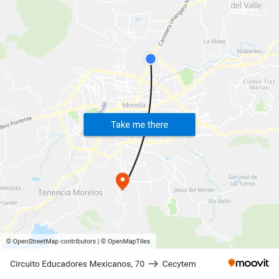 Circuito Educadores Mexicanos, 70 to Cecytem map