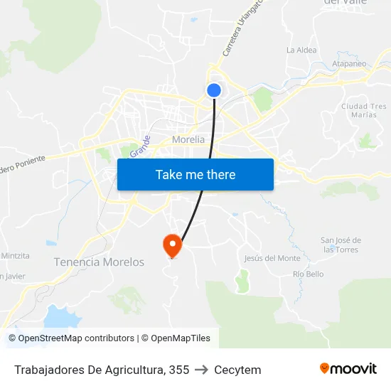 Trabajadores De Agricultura, 355 to Cecytem map