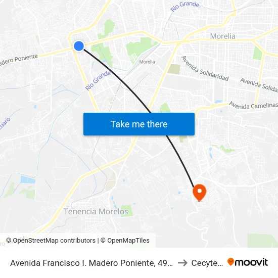 Avenida Francisco I. Madero Poniente, 4910a to Cecytem map