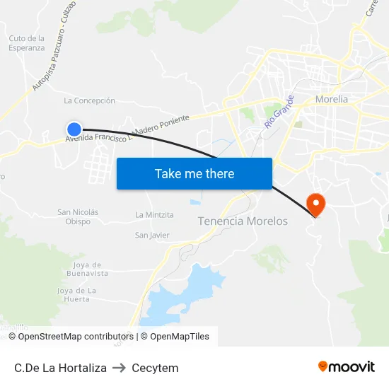 C.De La Hortaliza to Cecytem map