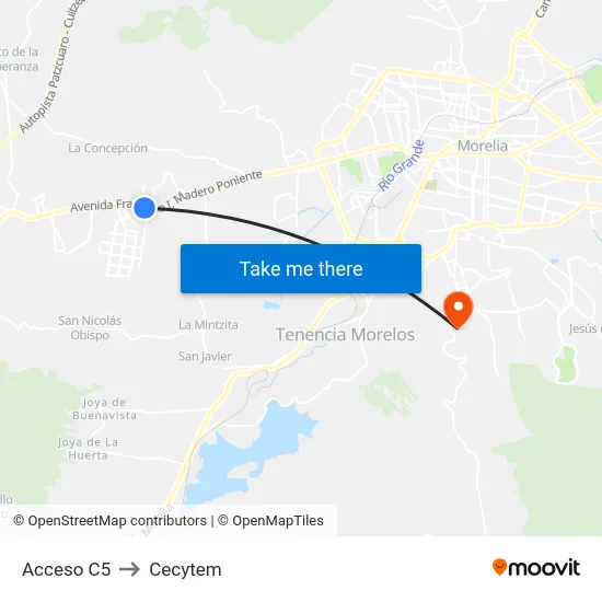 Acceso C5 to Cecytem map