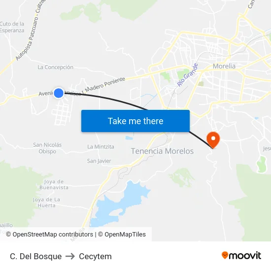 C. Del Bosque to Cecytem map