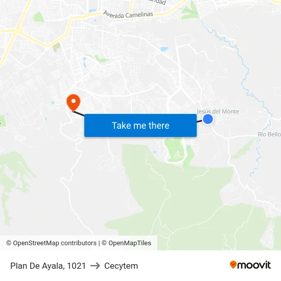 Plan De Ayala, 1021 to Cecytem map