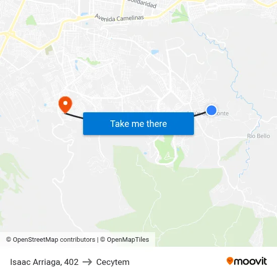 Isaac Arriaga, 402 to Cecytem map