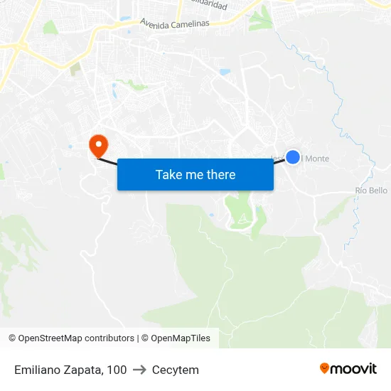Emiliano Zapata, 100 to Cecytem map