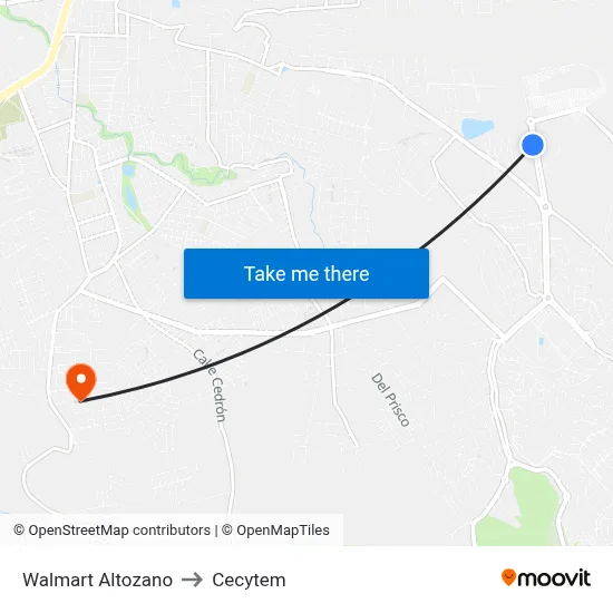 Walmart Altozano to Cecytem map