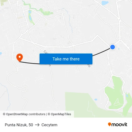 Punta Nizuk, 50 to Cecytem map