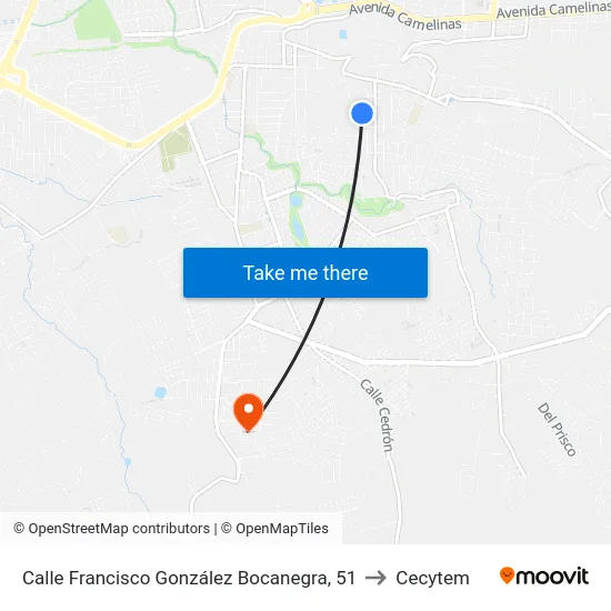 Calle Francisco González Bocanegra, 51 to Cecytem map