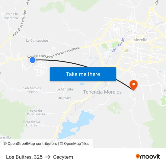 Los Buitres, 325 to Cecytem map