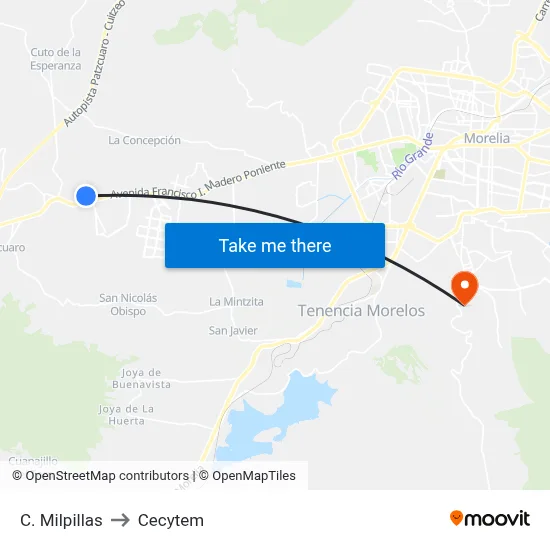 C. Milpillas to Cecytem map