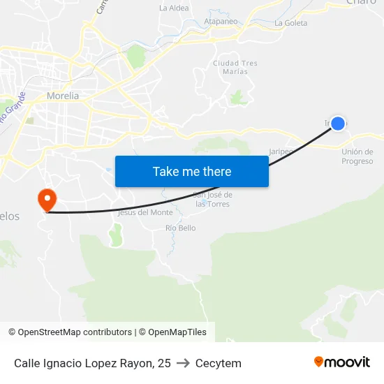 Calle Ignacio Lopez Rayon, 25 to Cecytem map