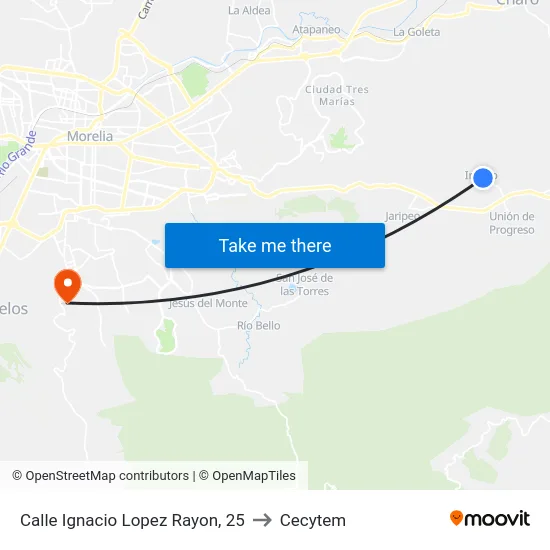 Calle Ignacio Lopez Rayon, 25 to Cecytem map