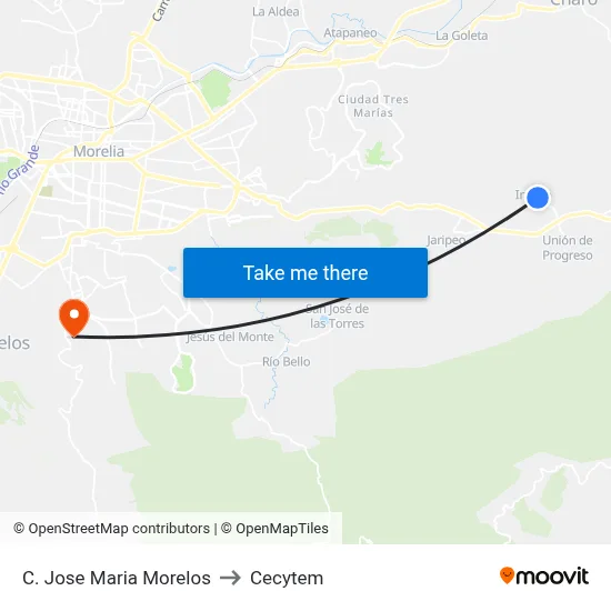 C. Jose Maria Morelos to Cecytem map