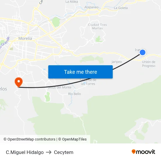 C.Miguel Hidalgo to Cecytem map