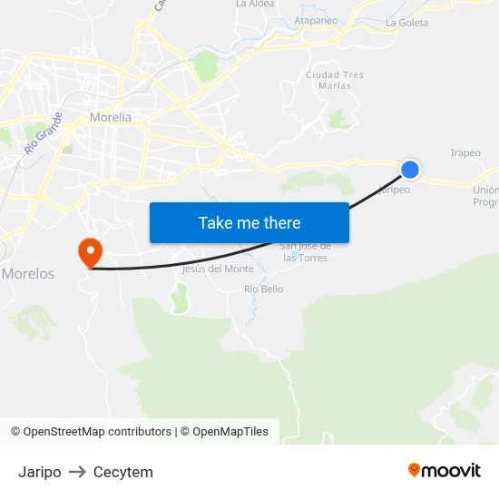 Jaripo to Cecytem map