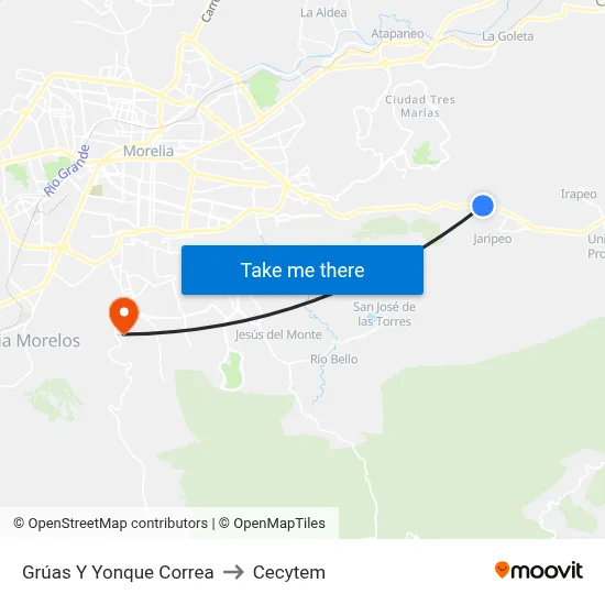 Grúas Y Yonque Correa to Cecytem map